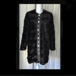Zara Woman Small Faux Fur Dress Coat Brown Brass Snaps Casual To Luxury